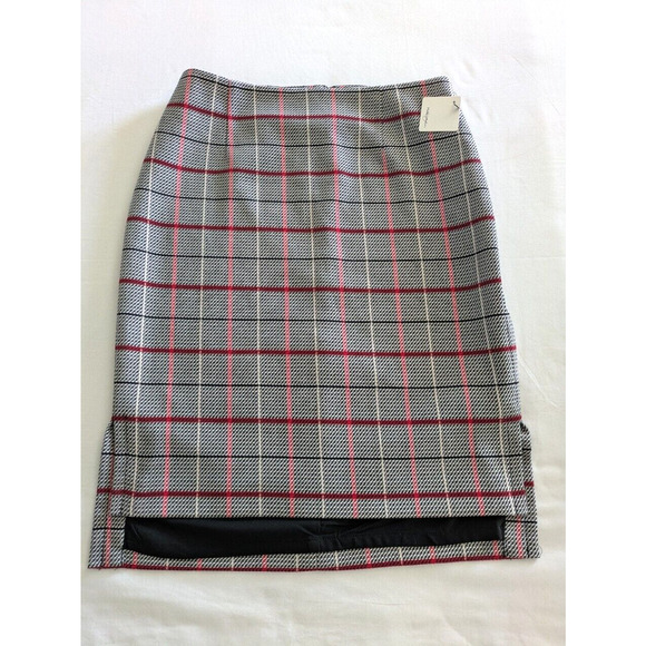 Halogen Skirt Womens Size 8 Plaid Pencil Lined NWT High Low Hem Office‎ Preppy - Picture 1 of 11